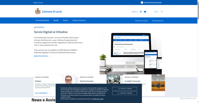 Security scan screenshot of https://www.comune.loria.tv.it/