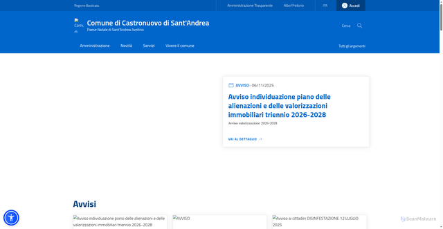 Security scan screenshot of https://www.comune.castronuovo.pz.it/
