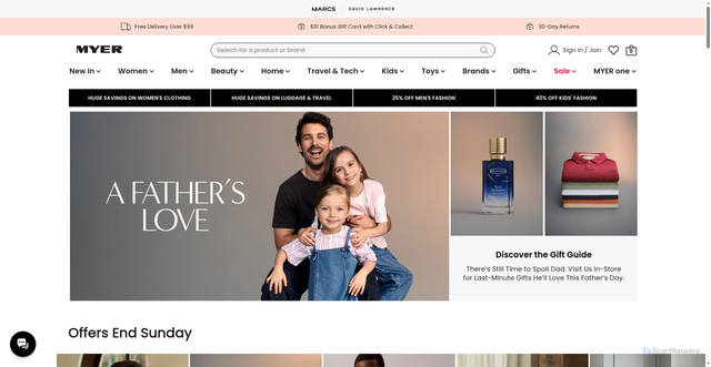 Security scan screenshot of https://www.myer.com.au