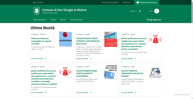Security scan screenshot of https://www.comune.sangiorgiolamolara.bn.it