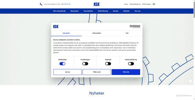 Security scan screenshot of https://kgk.se