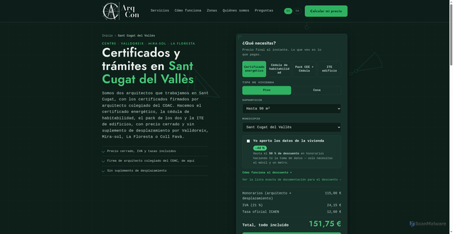 Security scan screenshot of https://arqcon-web.pages.dev/sant-cugat/