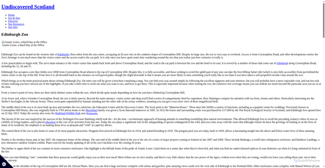 Security scan screenshot of https://www.undiscoveredscotland.co.uk/edinburgh/edinburghzoo/index.html