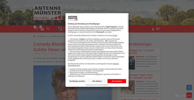 Security scan screenshot of https://www.antennemuenster.de/artikel/comedy-blondine-mit-acht-enkeln-goldie-hawn-wird-80-2501338.html