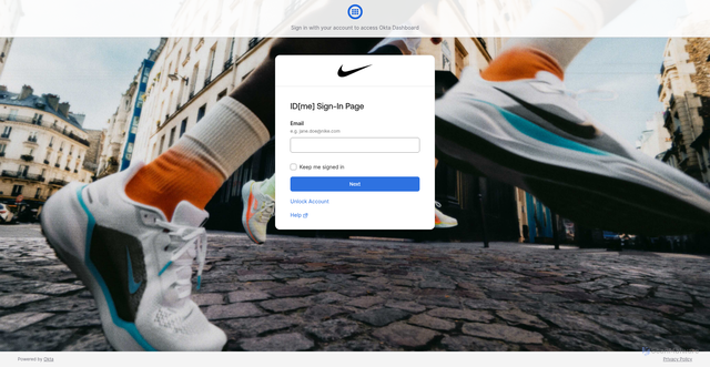 Security scan screenshot of https://nike.okta.com
