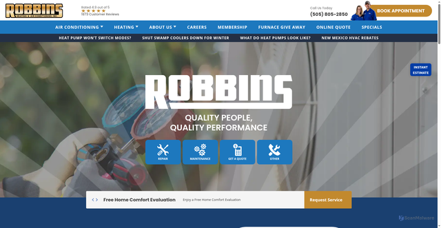 Security scan screenshot of http://robbinshvaconline.com/