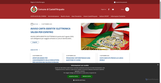 Security scan screenshot of https://comune.castellarquato.pc.it/it