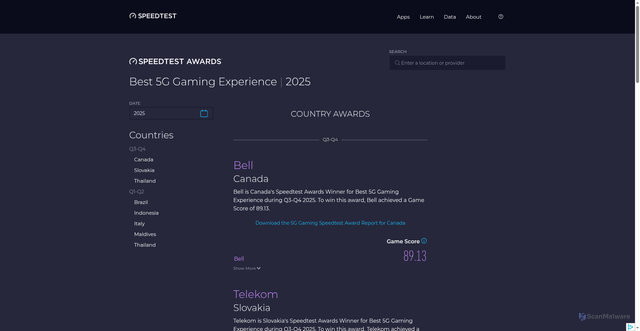 Security scan screenshot of https://tdltrssopx.pages.dev/awards/best-5g-gaming-experience/?