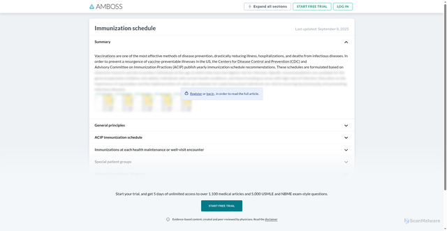 Security scan screenshot of https://www.amboss.com/us/knowledge/immunization-schedule/