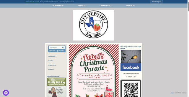 Security scan screenshot of http://poteettexas.gov/