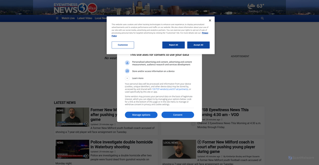 Security scan screenshot of https://www.wfsb.com/weather/alerts/
