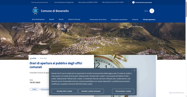 Security scan screenshot of https://www.comune.besenello.tn.it/