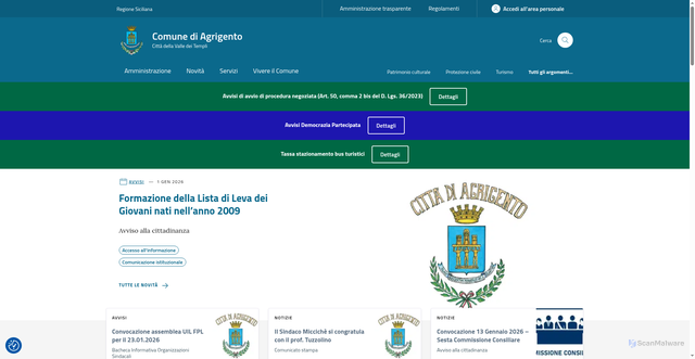 Security scan screenshot of https://comune.agrigento.it/
