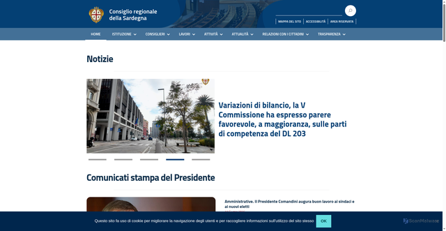 Security scan screenshot of https://www.consregsardegna.it/