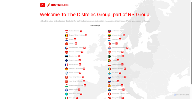 Security scan screenshot of https://distrelec.com