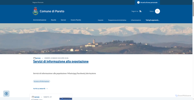 Security scan screenshot of https://www.comune.pareto.al.it