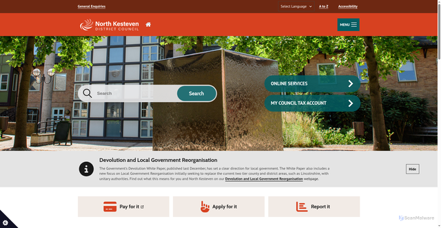 Security scan screenshot of https://www.n-kesteven.gov.uk/
