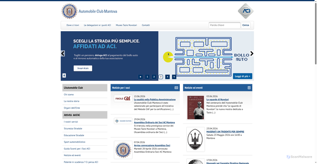 Security scan screenshot of https://www.mantova.aci.it