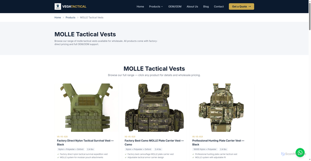 Security scan screenshot of https://vegatactical.pages.dev/products/tactical-vests-chest-rigs/molle-tactical-vests/