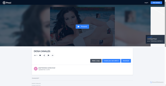 Security scan screenshot of https://prezi.com/bvzfvr9oaqko/diosa-canales/