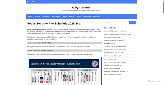 Security scan screenshot of https://rubycmorres.pages.dev/iczbs-social-security-pay-schedule-2025-ssa-zdogp/