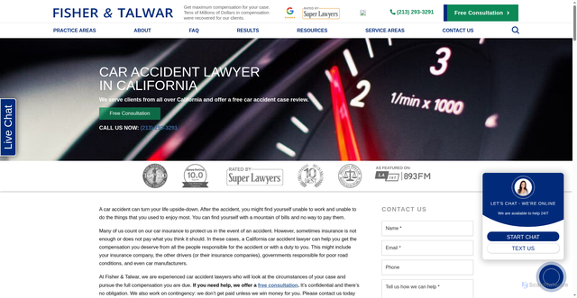 Security scan screenshot of https://www.fishertalwar.com/practices/personal-injury/car-accident-lawyer/