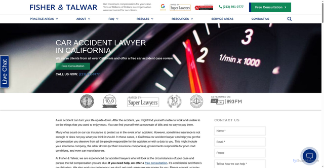 Security scan screenshot of https://www.fishertalwar.com/practices/personal-injury/car-accident-lawyer/