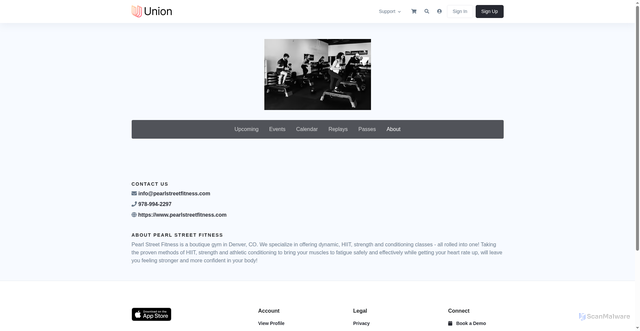 Security scan screenshot of https://www.union.fit/orgs/pearl-street-fitness/about