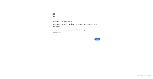 Security scan screenshot of https://odxechk-nonprod.query.api.dvb.corpinter.net