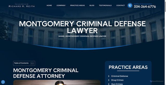 Security scan screenshot of https://www.rkeithlaw.com/montgomery-criminal-defense-lawyer/