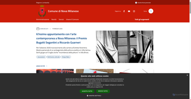 Security scan screenshot of https://www.comune.novamilanese.mb.it