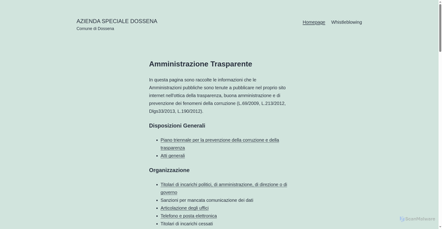 Security scan screenshot of https://www.aziendaspecialedossena.it/