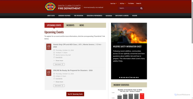 Security scan screenshot of https://www.sccfd.org/