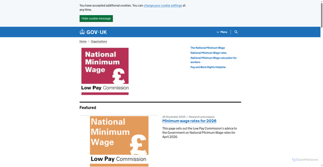 Security scan screenshot of https://www.gov.uk/government/organisations/low-pay-commission