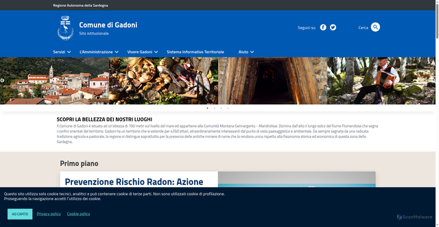 Security scan screenshot of https://www.comune.gadoni.nu.it/