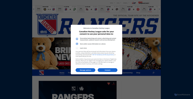 Security scan screenshot of https://chl.ca/ohl-rangers/