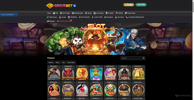 Security scan screenshot of https://cagurbetapk1.top/desktop/game/slot/playtech