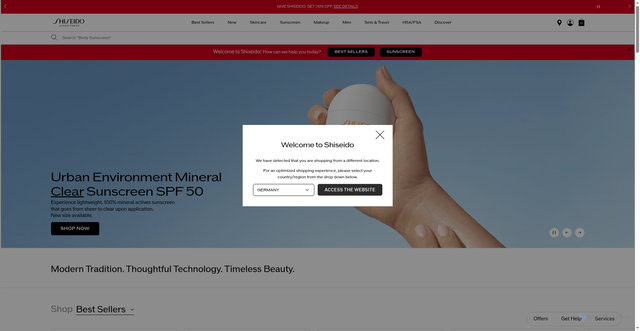 Security scan screenshot of https://shiseido.com