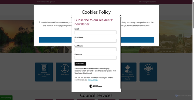 Security scan screenshot of https://www.winchester.gov.uk/