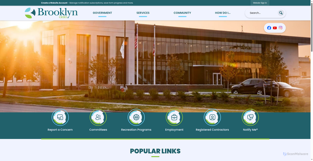 Security scan screenshot of https://brooklynohio.gov/