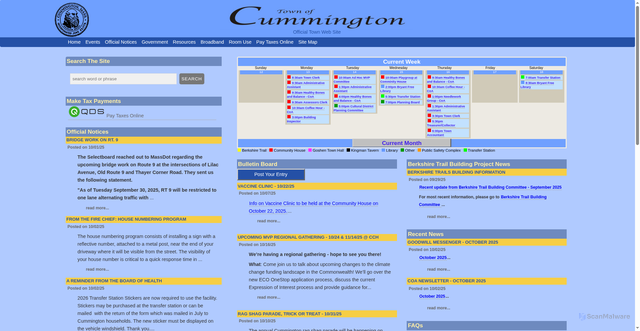 Security scan screenshot of https://cummington-ma.gov/