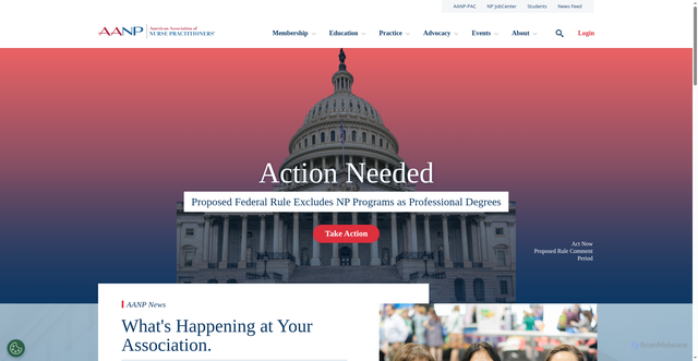 Security scan screenshot of https://www.aanp.org