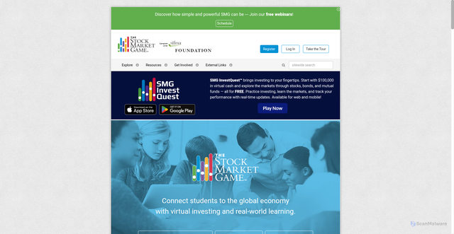 Security scan screenshot of https://www.stockmarketgame.org/