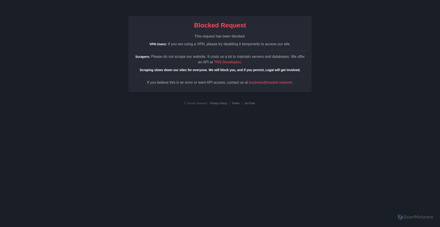 Security scan screenshot of api.tracker.network