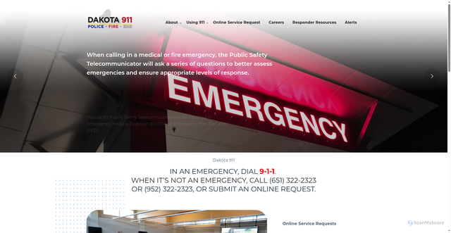 Security scan screenshot of https://dakota911mn.gov/