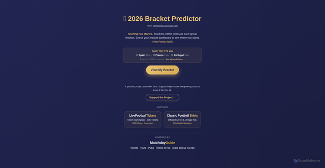 Security scan screenshot of https://2026bracket.vercel.app/