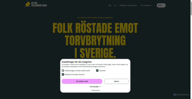 Security scan screenshot of https://olydigfolkomrostning.nu