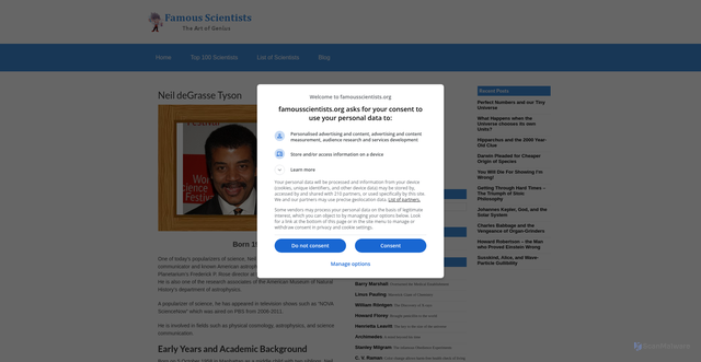 Security scan screenshot of https://www.famousscientists.org/neil-degrasse-tyson/