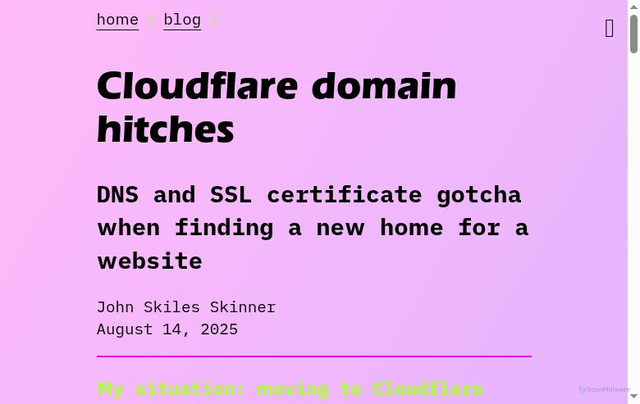 Security scan screenshot of https://portfolio-e1k.pages.dev/blog/cloudflare_domain_hitches/
