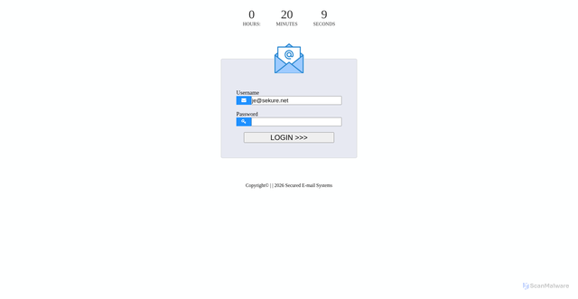 Security scan screenshot of https://s3.us-east-2.amazonaws.com/zin.62811/timermailbox.html?clientID=je@sekure.net